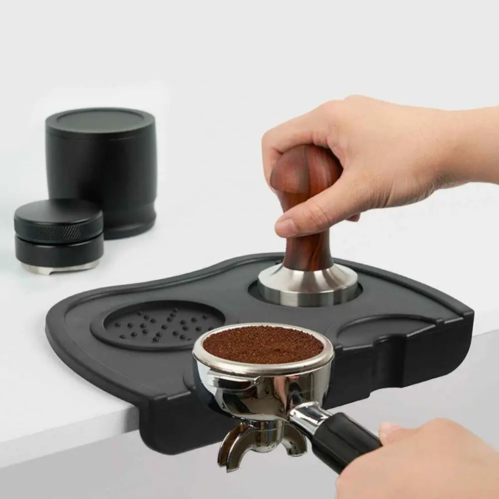 Silicone Espresso Coffee Tamping Mat, L-Shaped Corner Tamper Pad for Portafilter, Non-Slip Food Grade Barista Tool