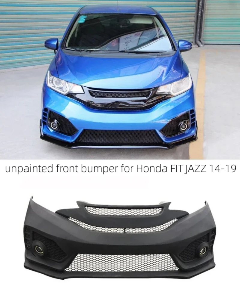 ABS Material Body Kit for Honda FIT JAZZ 2014-19 Modified front rear Bumper Side Skirt Fog Lamp reflective Trim Car Accessories