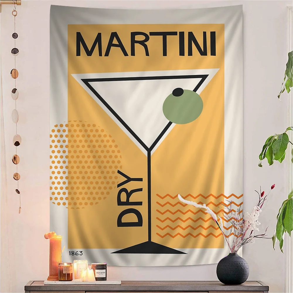 Gin And Tonic Cocktail Wall DIY Wall Tapestry Hippie Flower Wall Carpets Dorm Decor Wall Art Decor