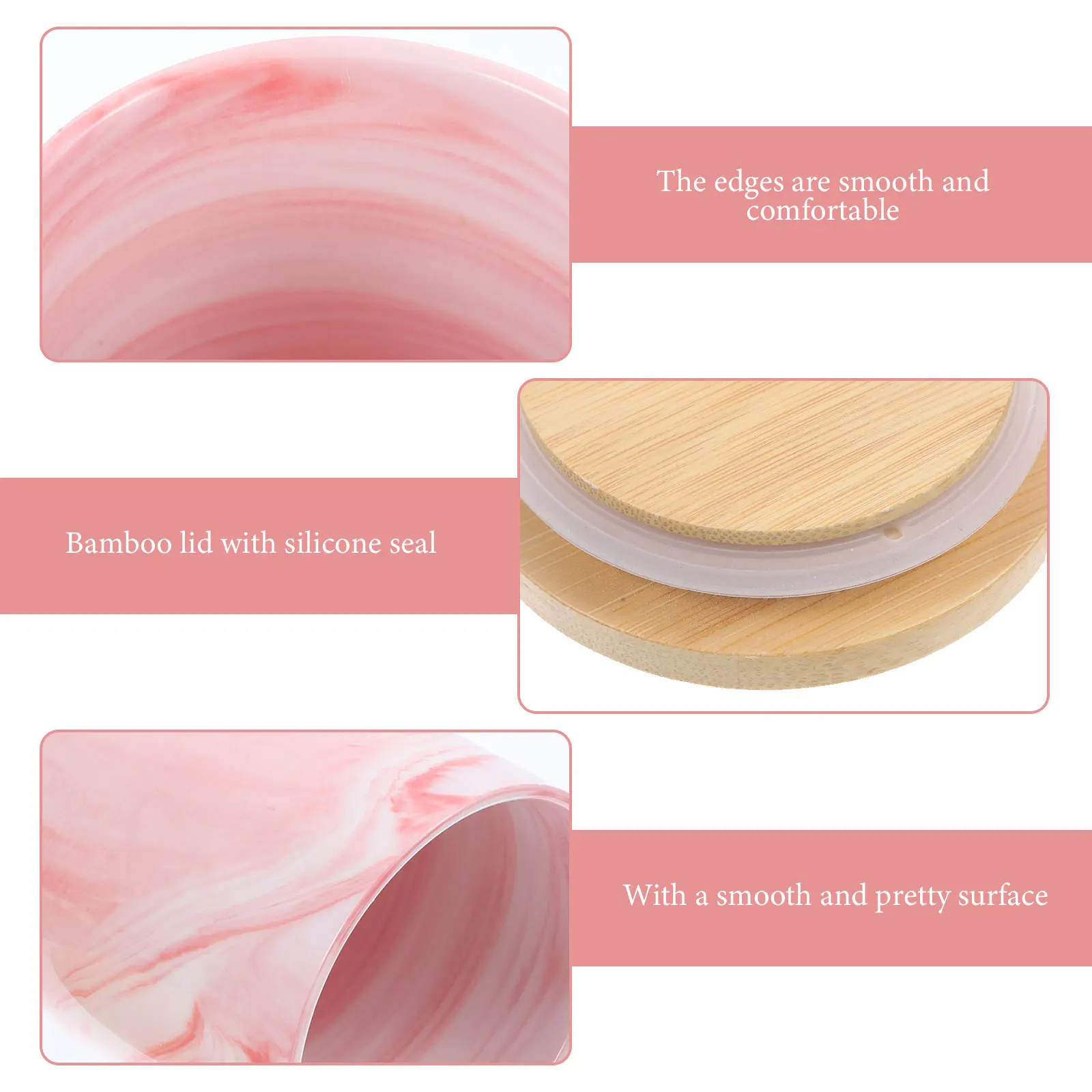 1 set Marble Airtight Jar Ceramic Canisters 2 Pieces Pink Silicone Decor Rice Container Kitchen Accessories Storage Tin