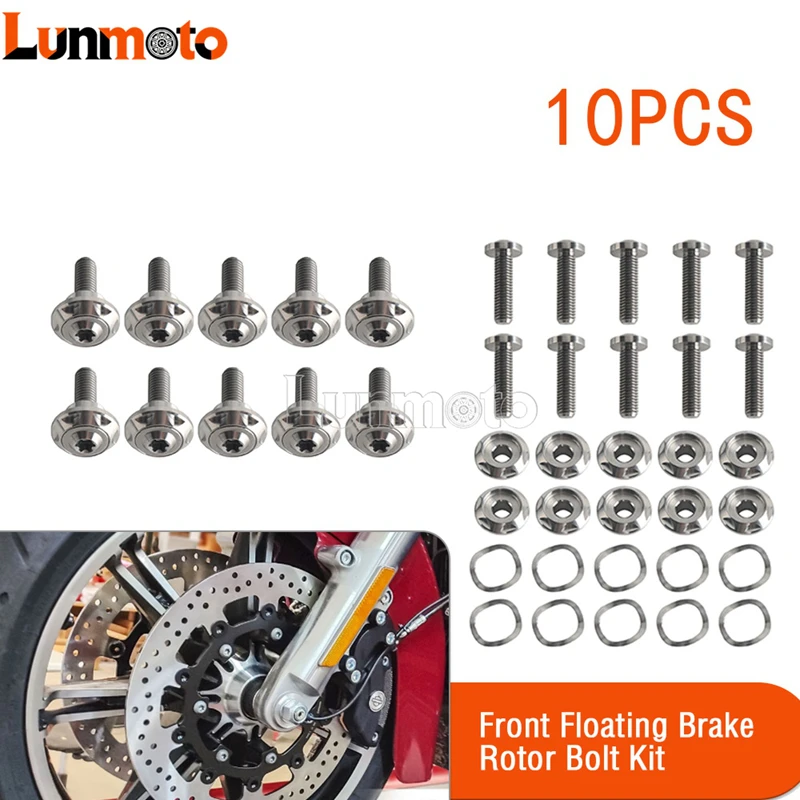 Motorcycle OEM41500196 Replacement 10 Pcs Titanium Brake Rotor Hardware Kit For Harley Street Glide Road Glide 2024-2026 Touring