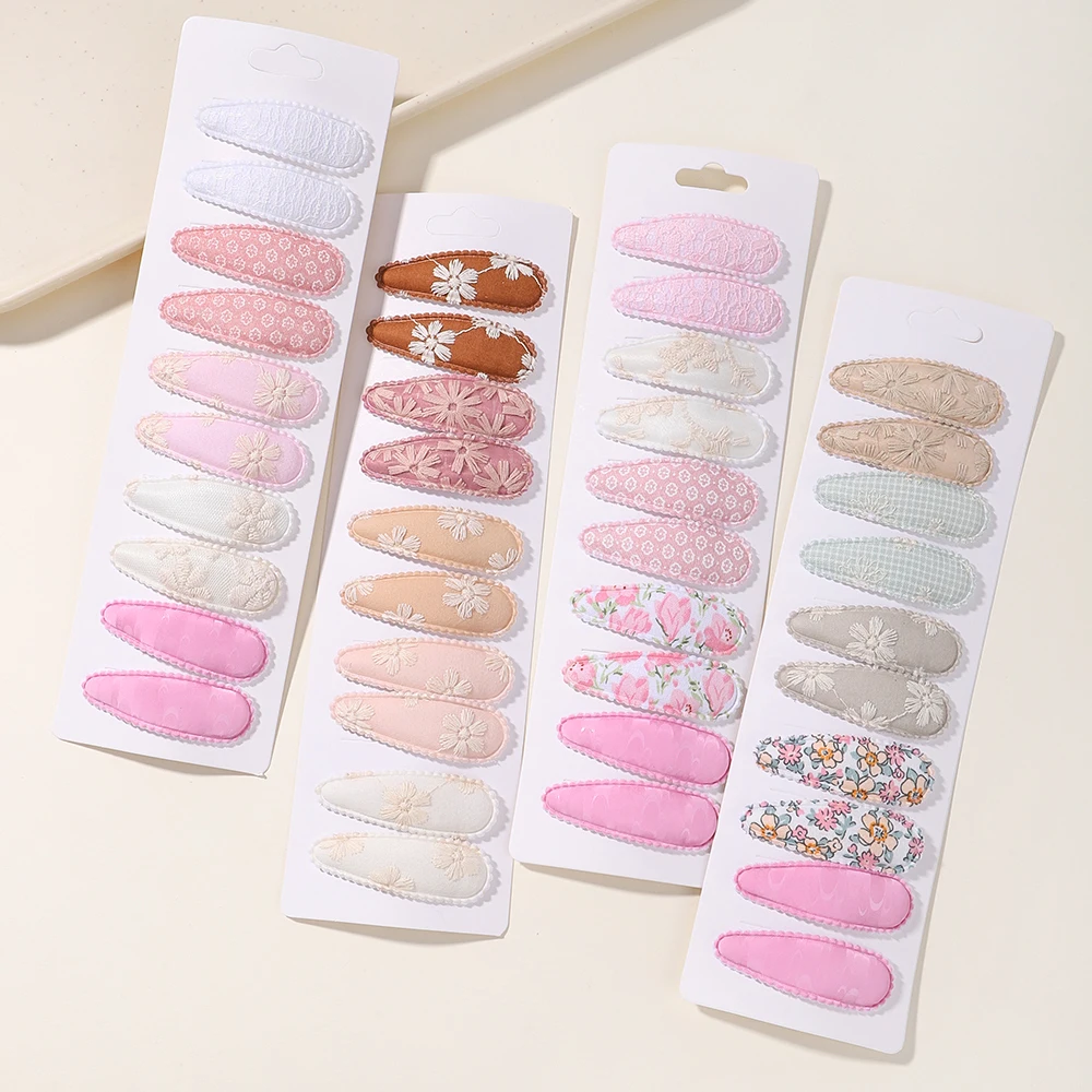 10Pcs/Set Newborn Cute Embroidery Printing BB Clip Fashion Girl Hair Clip Baby Hair Accessories Kids Accessories Headwear Gift