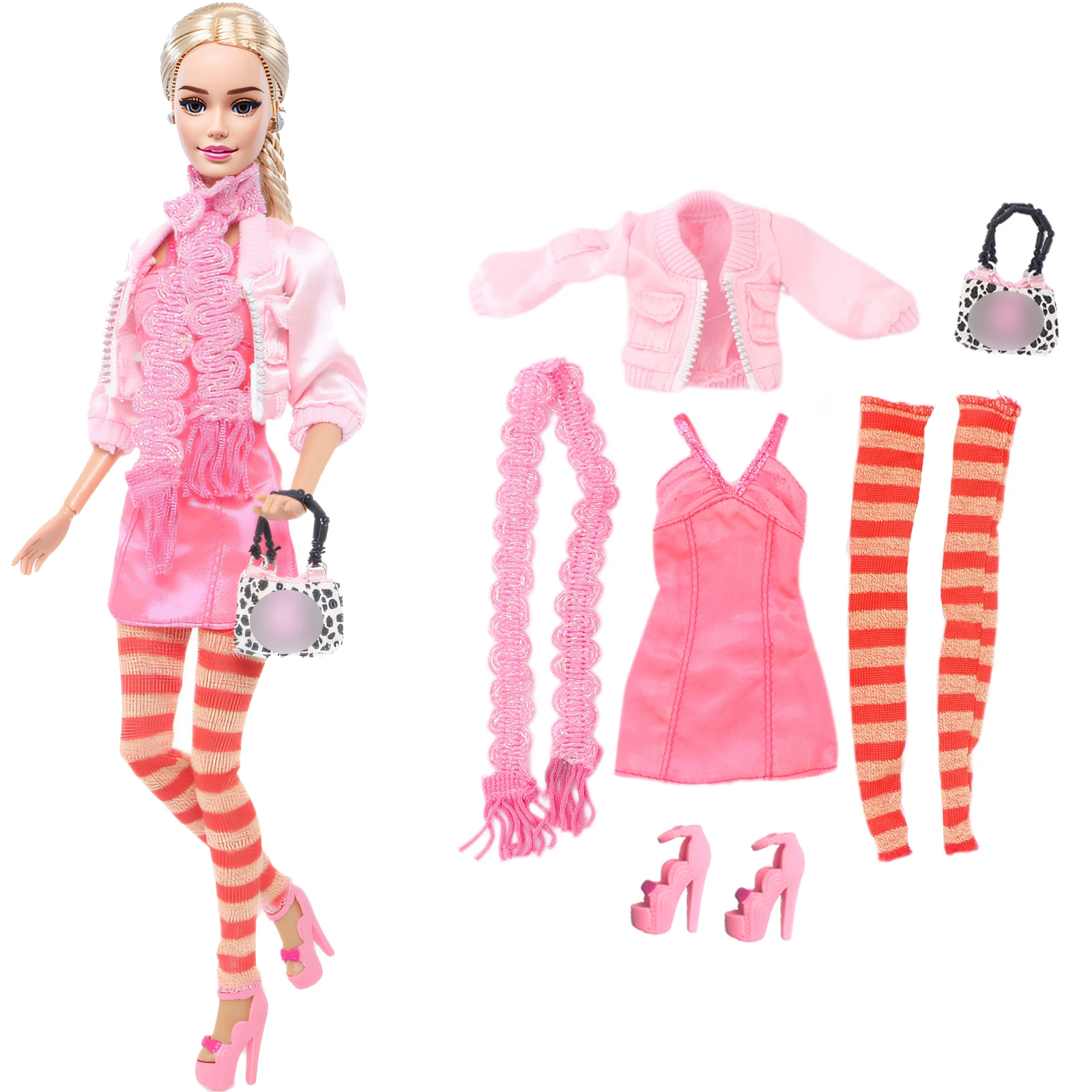 1 Set Doll Outfit Fashion Dress Coat Trousers Bag Shoes Hat Elegant Skirt Daily Party Clothes for Barbie Doll Accessories Toy