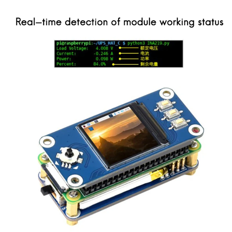 Waveshare UPS Module for Raspberry Pi Zero Power Supply with Battery UPS Power Supply Module Supports Charging and Discharging