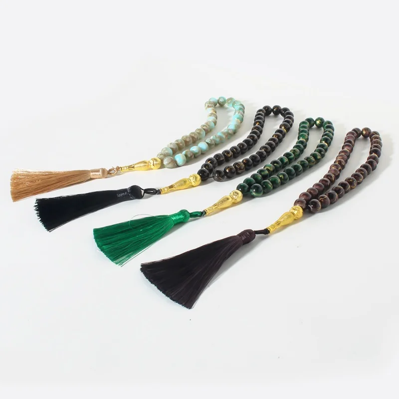 Elegant Handmade Tasbih Beads Bracelet New 33 Muslim Prayer Beads, Metal Tassel / Islamic Gifts for Dhikr,Namaz,Meditation