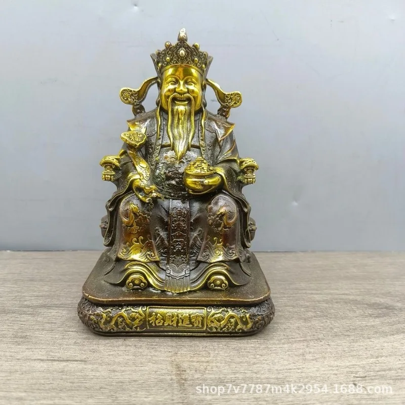 Antique Brass Crafts: God of Wealth Statue for Home Living Room Decoration