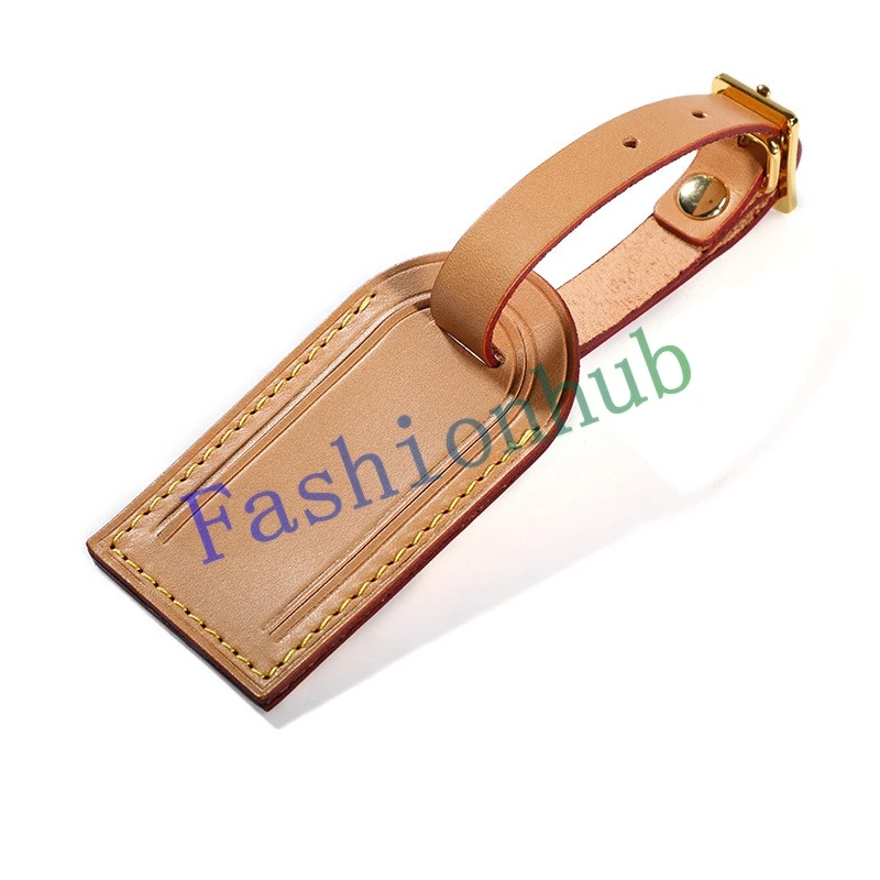 Initial Letter Hot Stamp ID Real Leather Name Tag Luggage Air Label For Designer Duffle Bag Handbag Small Size 7.5*4.3cm