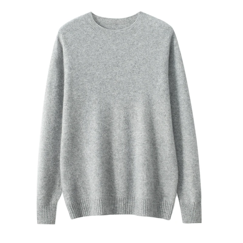 Autumn Winter New Men's O-Neck Premium 100% Cashmere Pullover Solid Color Design Versatile Casual Knit Inner Base Layer Sweater