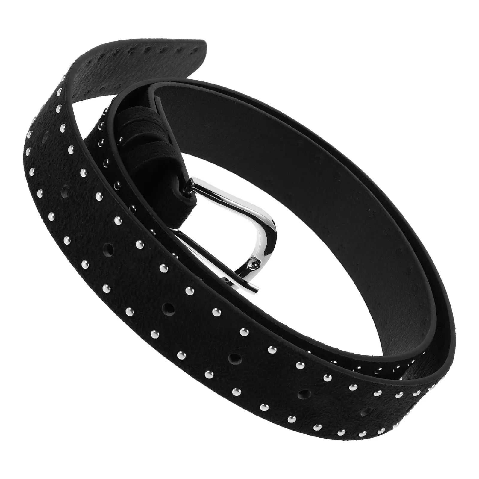 

Suede Studded Belt For Women Western Style Wrap Waist Punk Fashion Accessory Adjustable Buckle Wide Waistband For Jeans