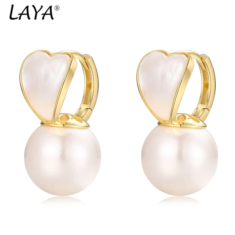 LAYA 2026 New Earrings High Quality White Shell Pearl Real 925 Sterling Silver Modern Women Ladies Elegant Earrings Jewelry