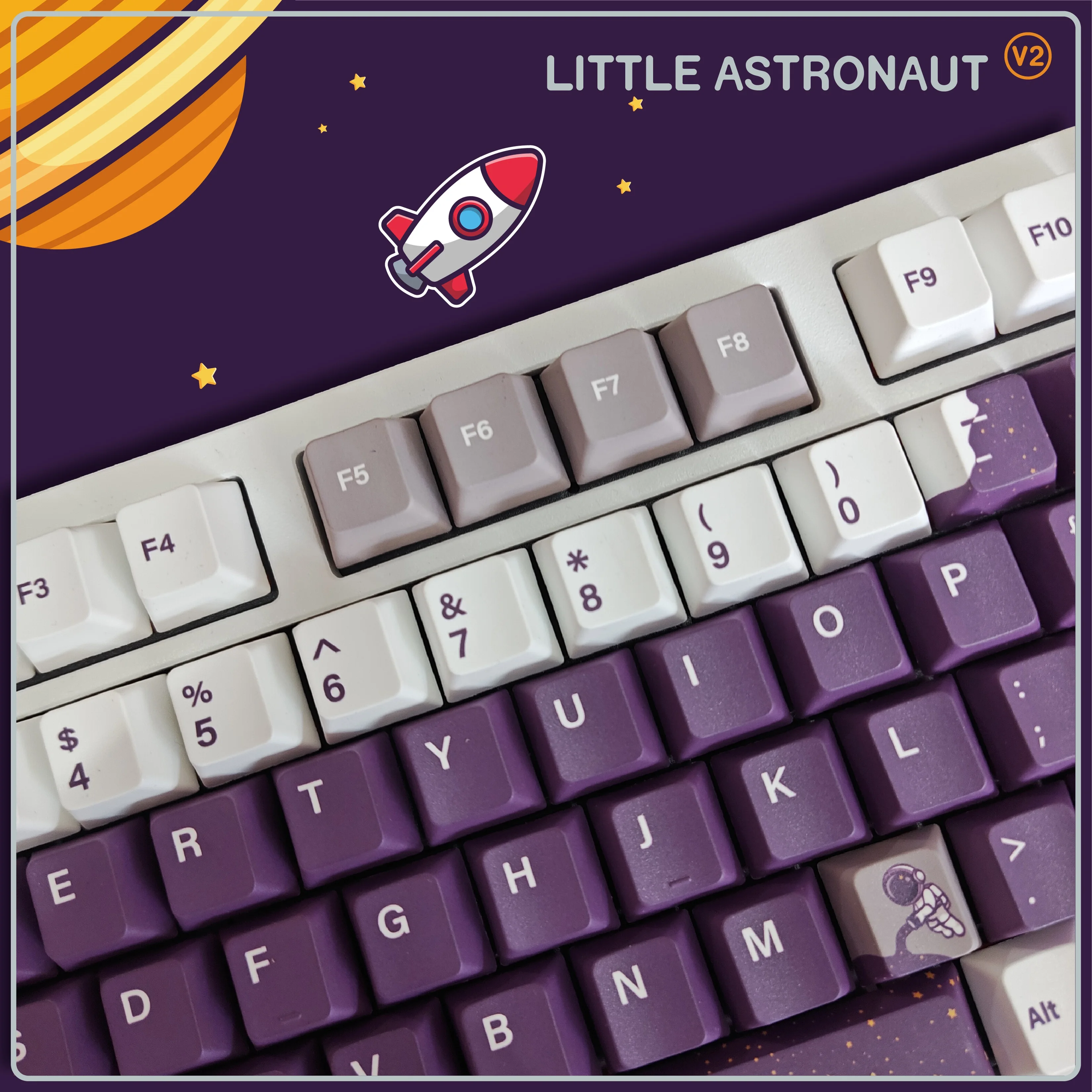 Mechanical Keyboard Keycaps Pbt Full Five Sided Thermal Sublimation Original Factory Height Keycaps Space Theme Ergonomics