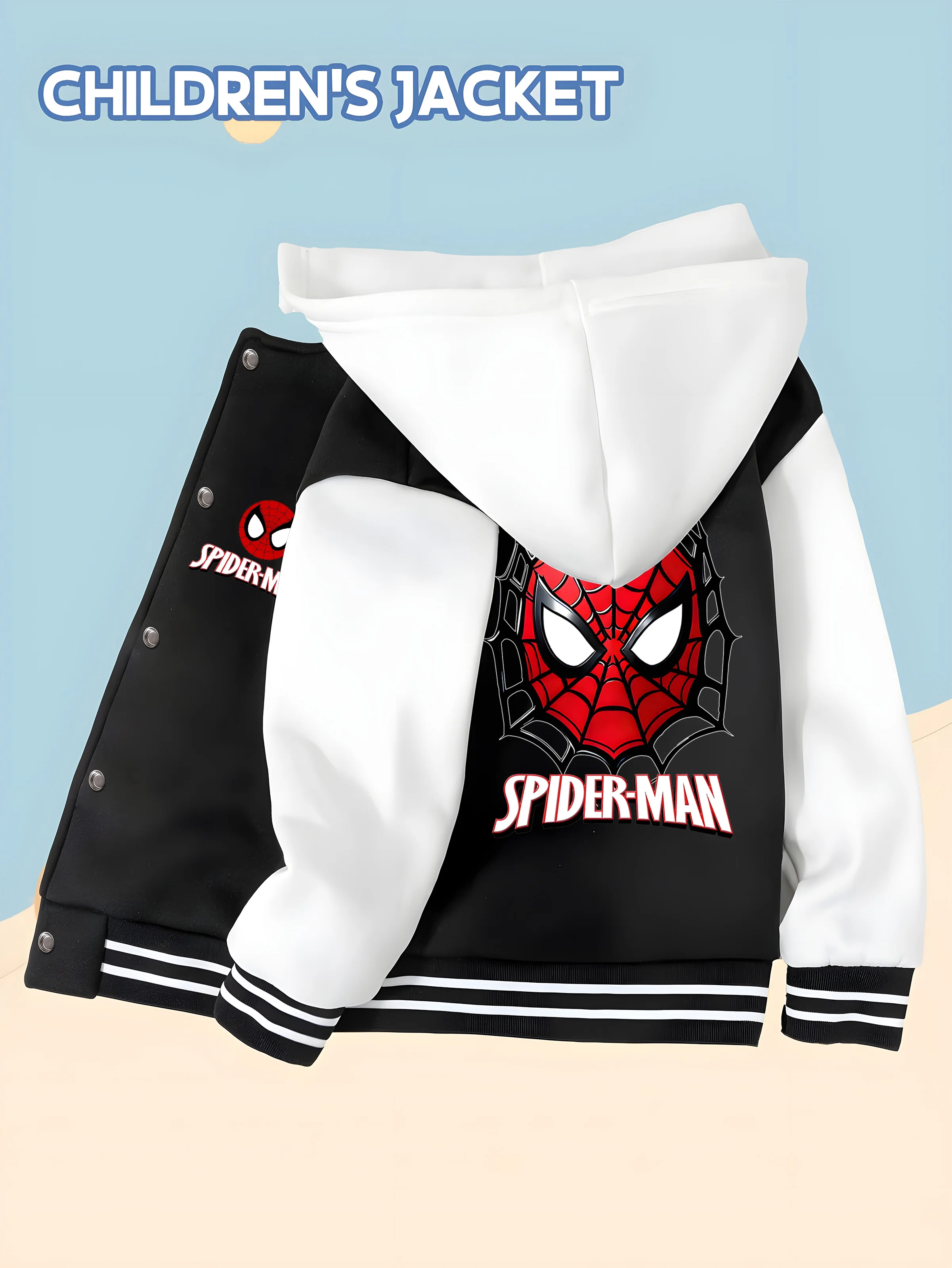 

MINISO Marvel Boys Baseball Jacket - Spider-Man breaks through the web. Soft fabric conveys the spirit of adventure and is a tre