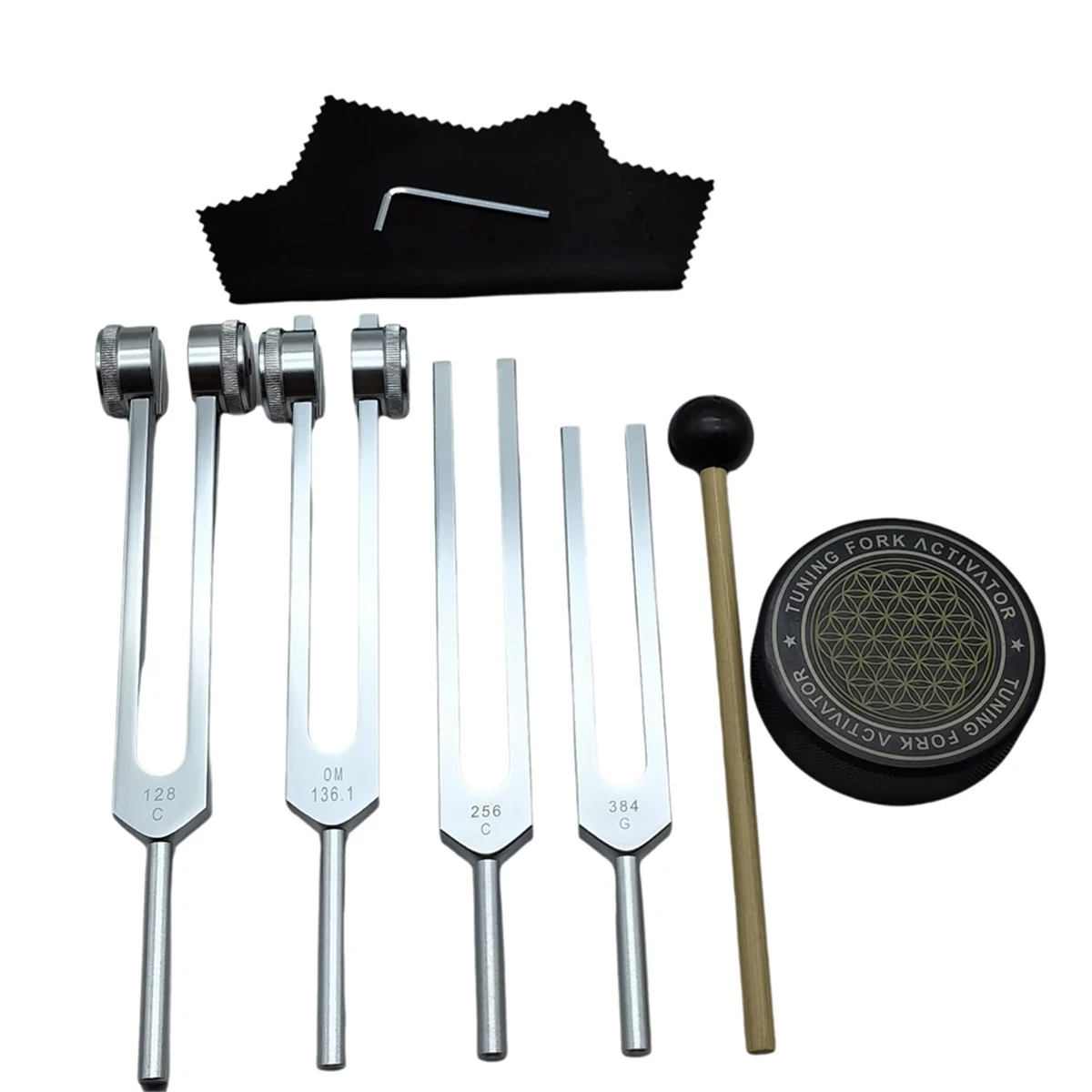 Diapason per Set di guarigione 128Hz, 136Hz, 256Hz, 384Hz e attivatore di dischi da Hockey per la guarigione, la terapia del suono, mantenere il corpo