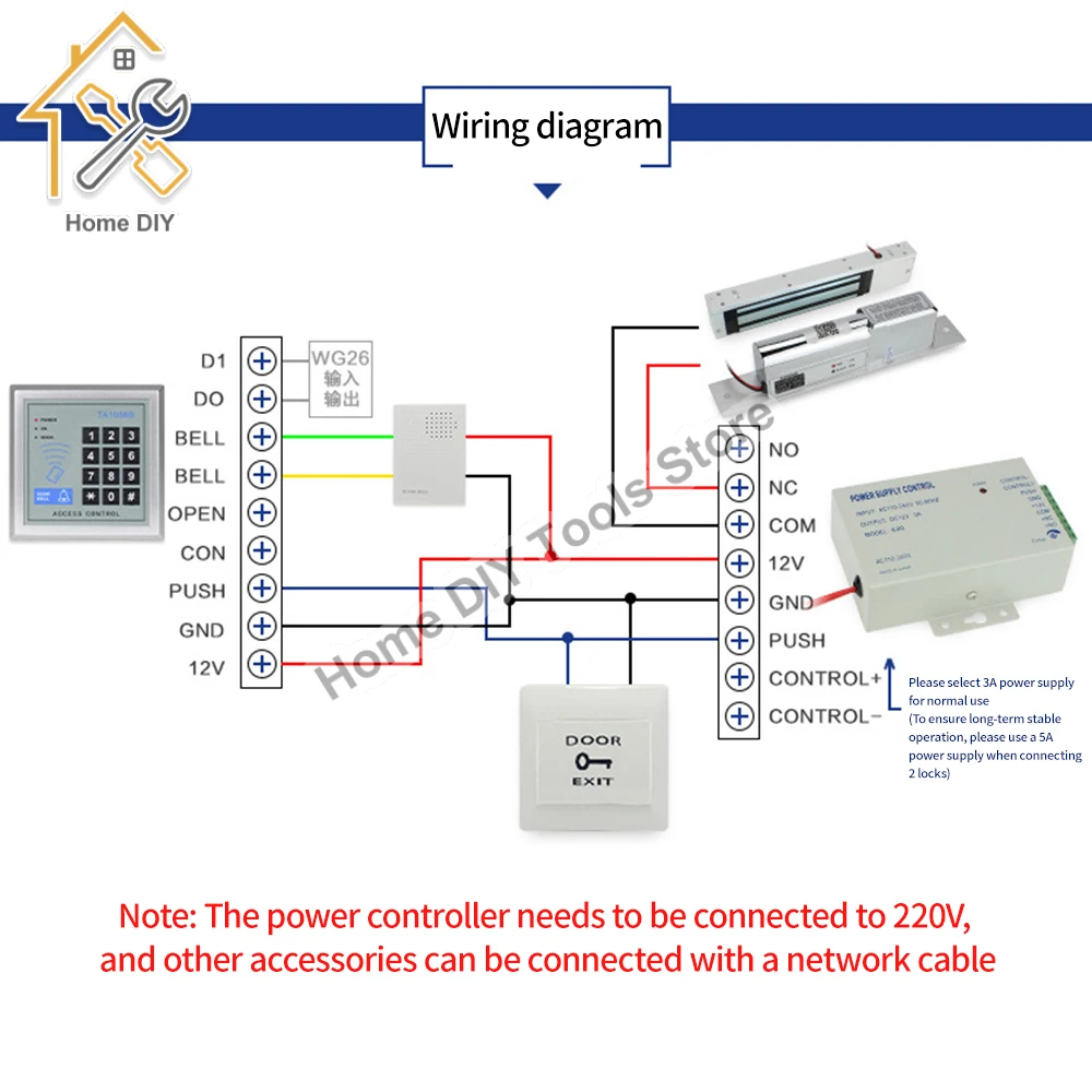 AC110-220V Access Control Power Supply Controller Switch DC12V 3A Output For Door Access Control System/Video Intercom System