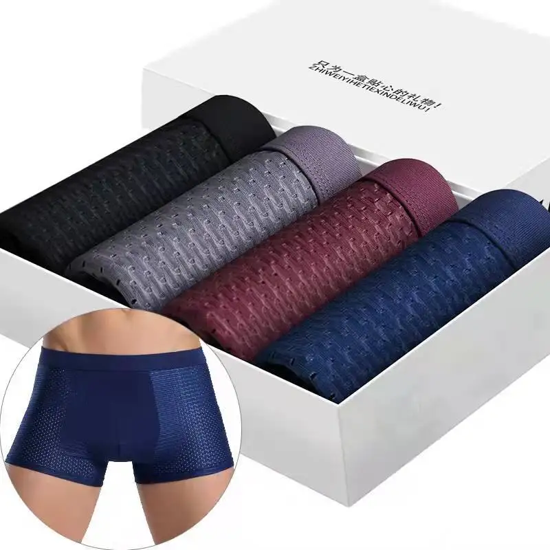 Men's Panties Male Underpants Man Pack Shorts Boxers Underwear Slip Homme Calzoncillos Bamboo Hole Large Size