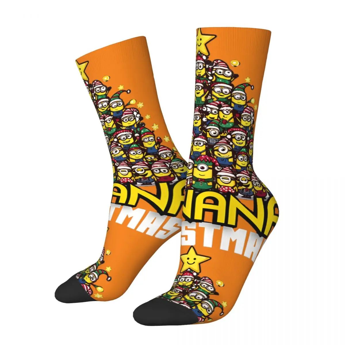 Crazy compression Banana Christmas Humor Minions Sock for Men Harajuku Despicable Me Minions Seamless Pattern Crew Sock Casual