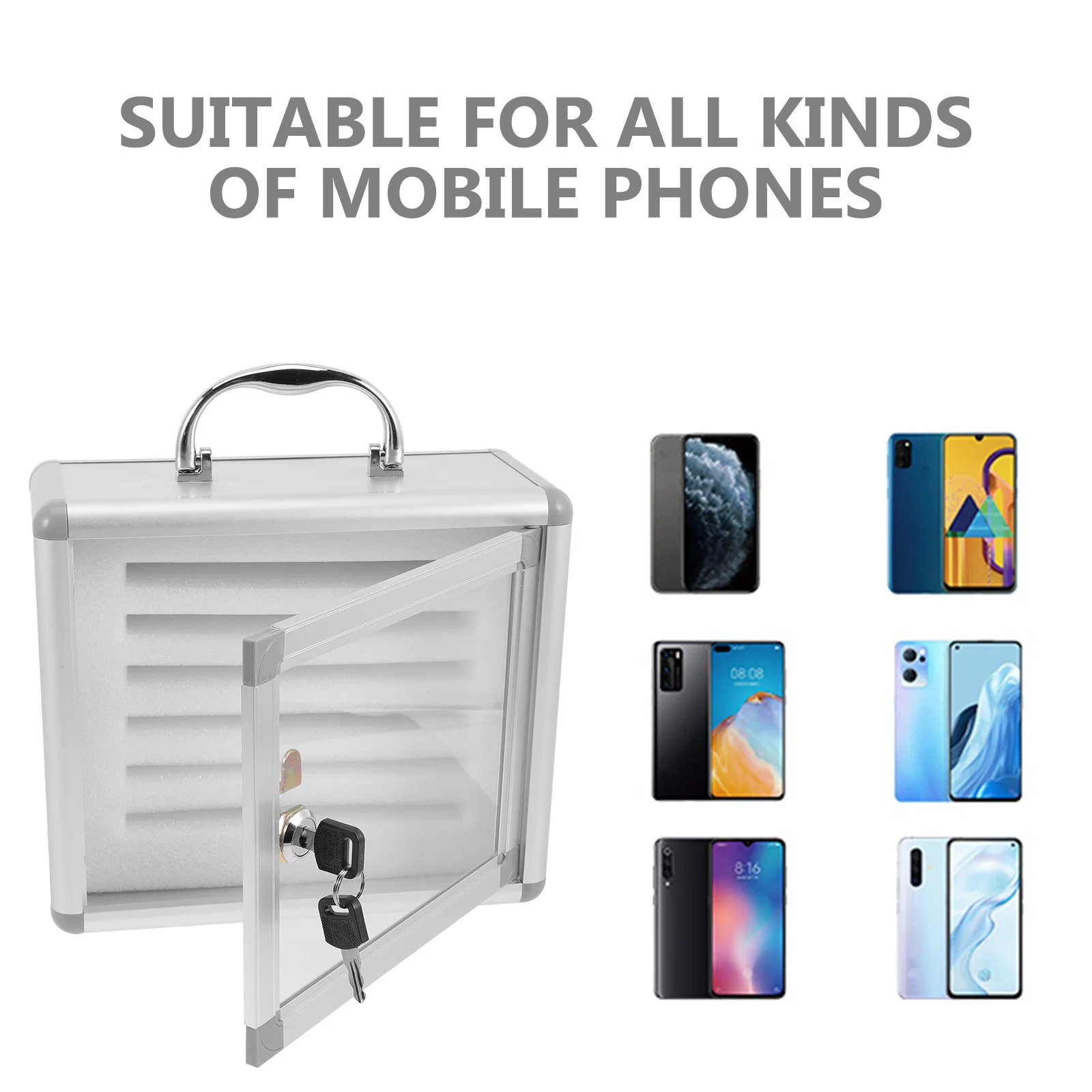 

Phone Box Alloy Fiberboard Cell Phone Locker Box with Handle Anti-Pressure Safety Lock for Conference School