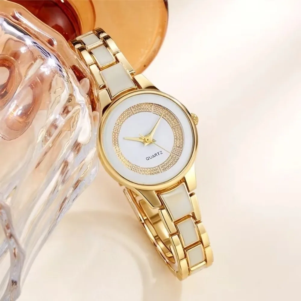 Quartz Movement Quartz Wristwatch Imitation Ceramic Strap Design Women Wrist Watch Round Dial Gift Student Watch for Girls