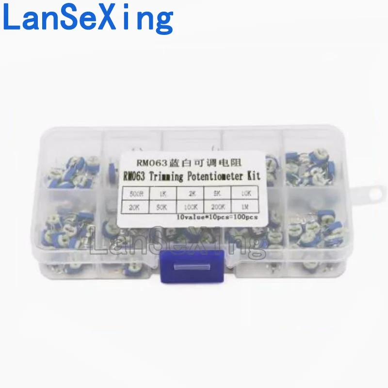 RM063 Blue white adjustable resistor box mounted vertical component box 1K 2K 5K 10K 50K 100K 1M 10 types