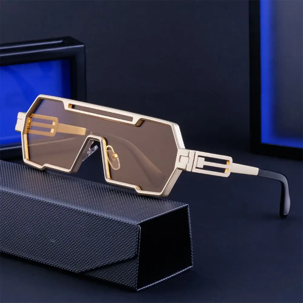 

Steampunk Sunglasses for Men One-Piece Metal Punk Sun Glasses Vintage Irregular Square Sun Glasses UV400 Protection Shades