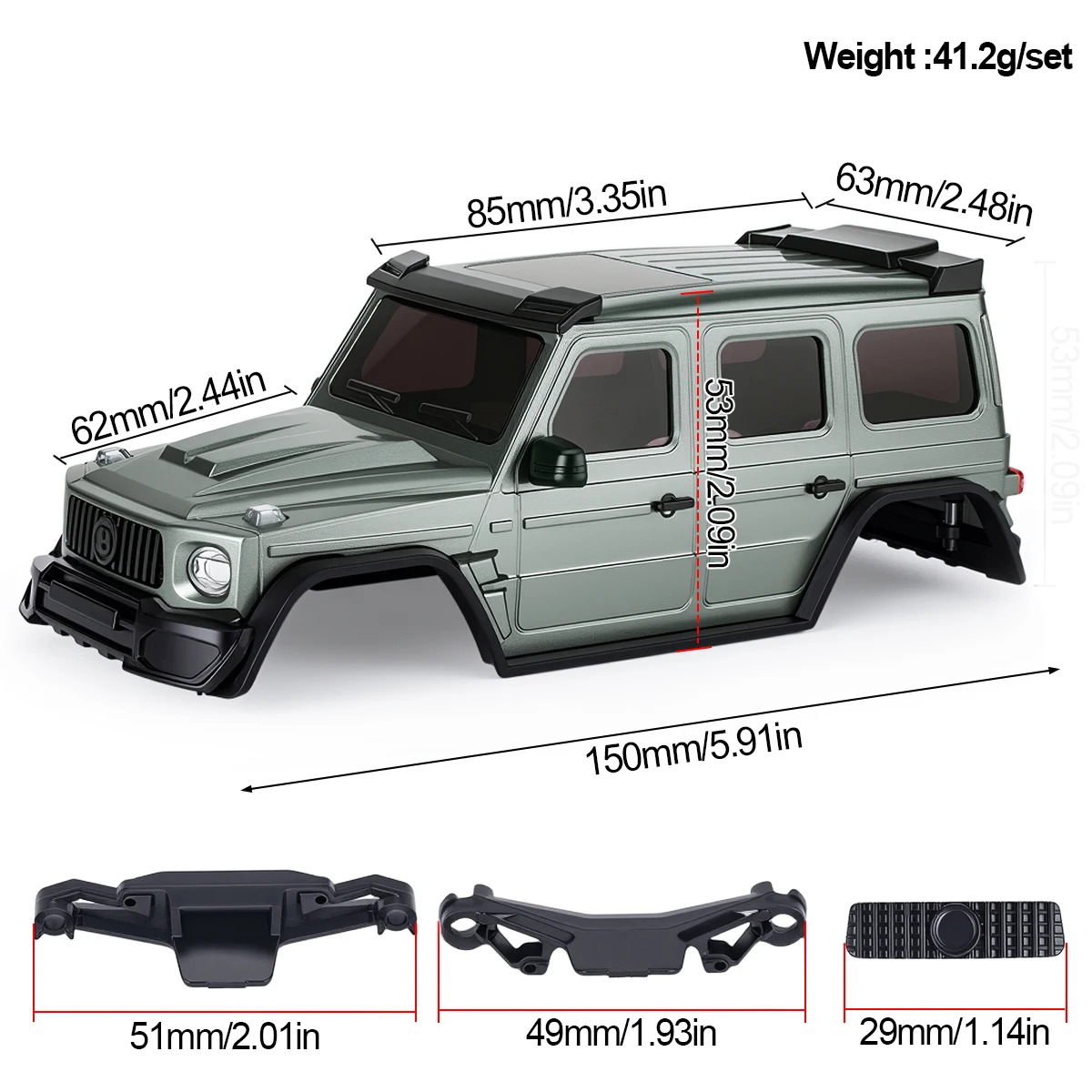 Plastic Hard Body Shell with Light Bucket Mount Spare Tire Mount for 1/30 Axial SCX30 Bronco Wrangler K10 RC Crawler DIY Upgrade