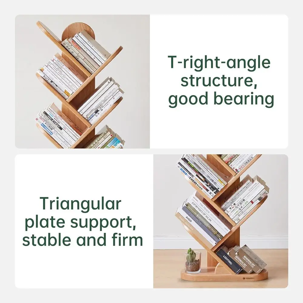 Multi-Tier Wooden Bookshelf - Modern Storage Organizer for Home, Office, and Study