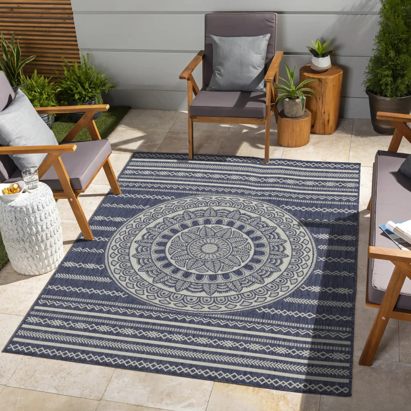 

Sunshine GC_HAR2016 Blue 7 ft. 10 in. x 10 ft. 3 in. Indoor/Outdoor Area Rug