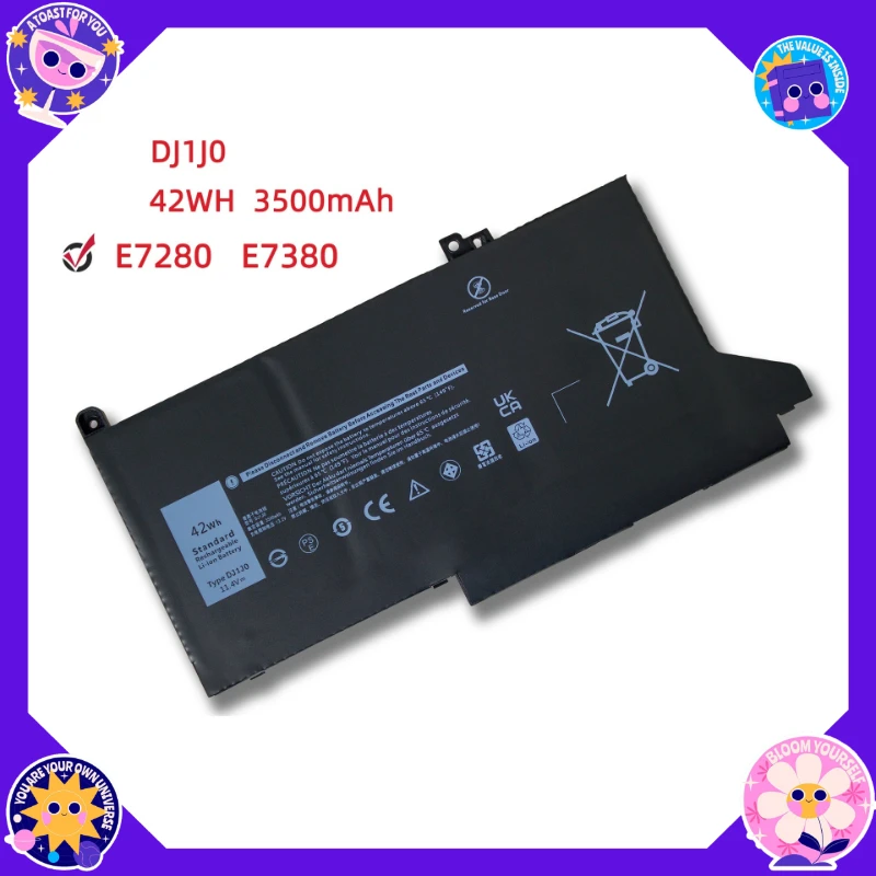 New DJ1J0 42Wh Battery For Dell Latitude 12 7280 7290 E7280 E7290 13 E7390 E7380 14 7480 7490 E7480 E7490