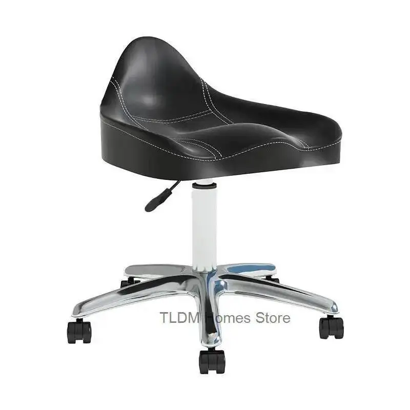 Nordic Wrought Iron Barber Chairs Beauty Salon Special Barber Chair Modern Rotating Lifting Stool with Wheels Home Makeup Chair