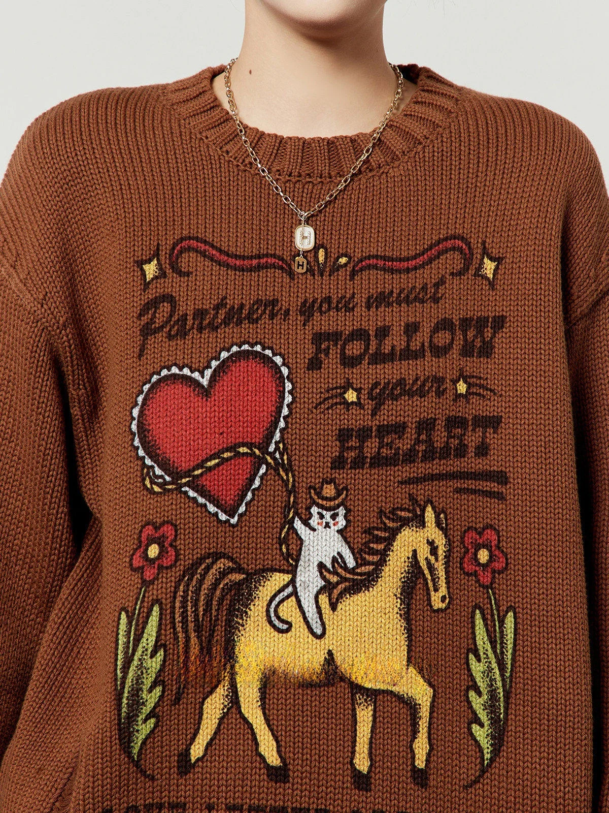 

Женский свободный вязаный свитер в стиле casual, длинный рукав, цвет кофе, от Zhou Li Wu, новинка весны 2026