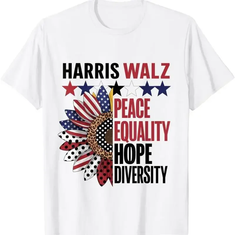 Patriotic Harris Walz Peace Love Equality Hope Diversity T Shirt
