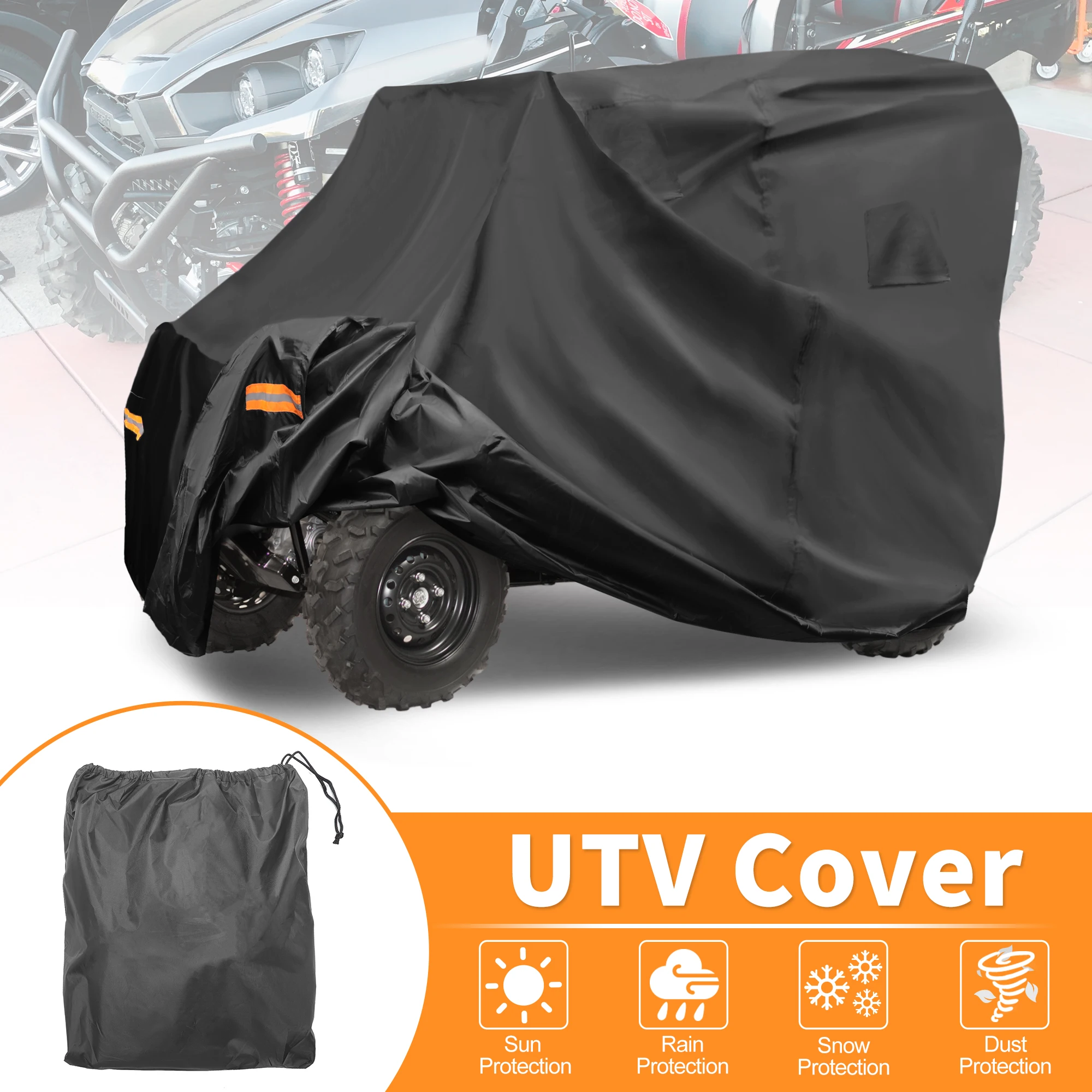 UXCELL Waterproof UTV Cover Side by Side Cover for Kawasaki Teryx4 S LE 4 Seater Black