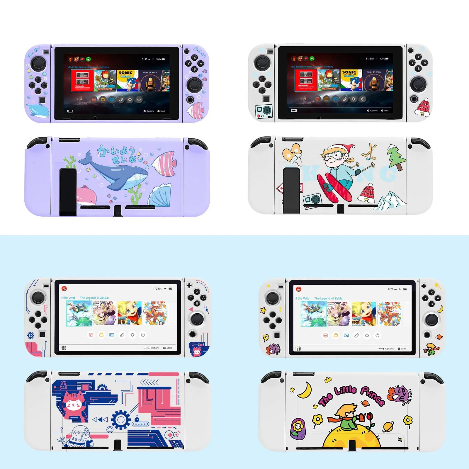 Creative TPU Soft Protective Case Skin For Nintendo Switch Oled NS Joy-Con Front Back Housing Shell Full Bumper Cover Protector