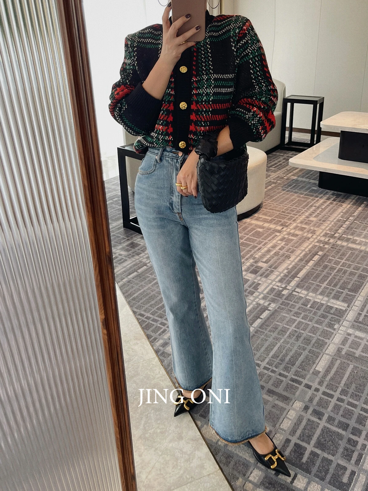 Plaid Knitted Sweater Cardigan Y2k 2023 Woman Clothing Korean Style Autumn Fashion Vintage Tops New Long Sleeve Winter Cropped