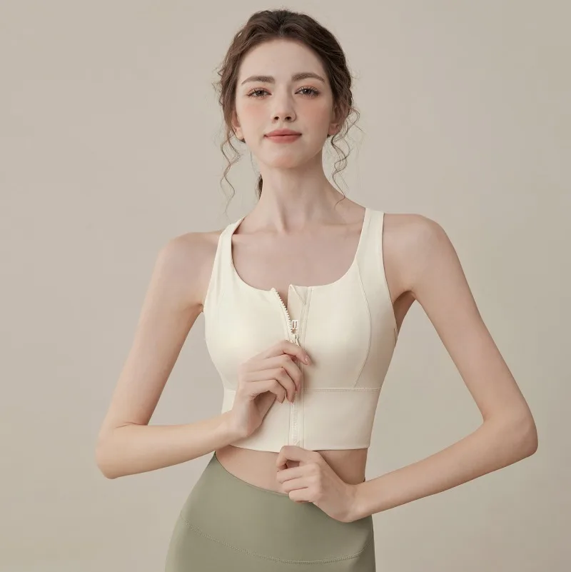 

2025 New Yoga Sports Bra Women Front Zip Workout Top with Shock Absorption for Pilates Gym Fitness Sous Vetement Femme Sexy