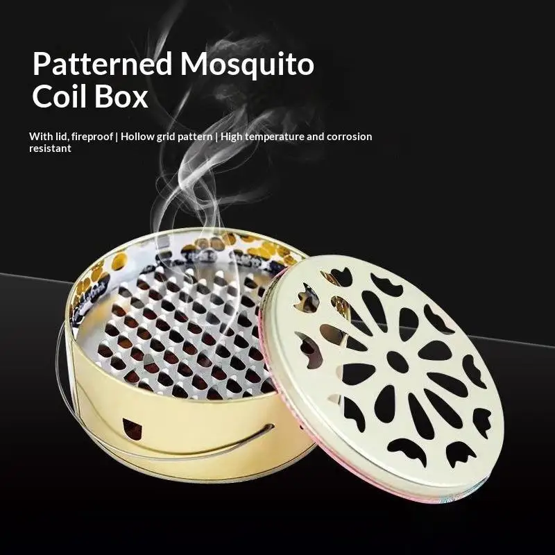 Metal Mosquito Coil Holder With Fireproof Design And Portable Handle Perfect For Home Patio Camping Outdoor Summer Use