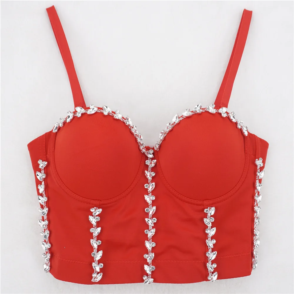 

Nightclub Sexy Daily Wearable American plus Size Sling Women's Inner Wear Disco Costumes Short Backless Body Shaping Top