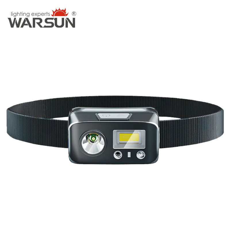 WARSUN SG01 Rechargeable LED Headlamp - 300Lm Lightweight Multi-Function Headlight with Motion Sensor, IPX3 Waterproof