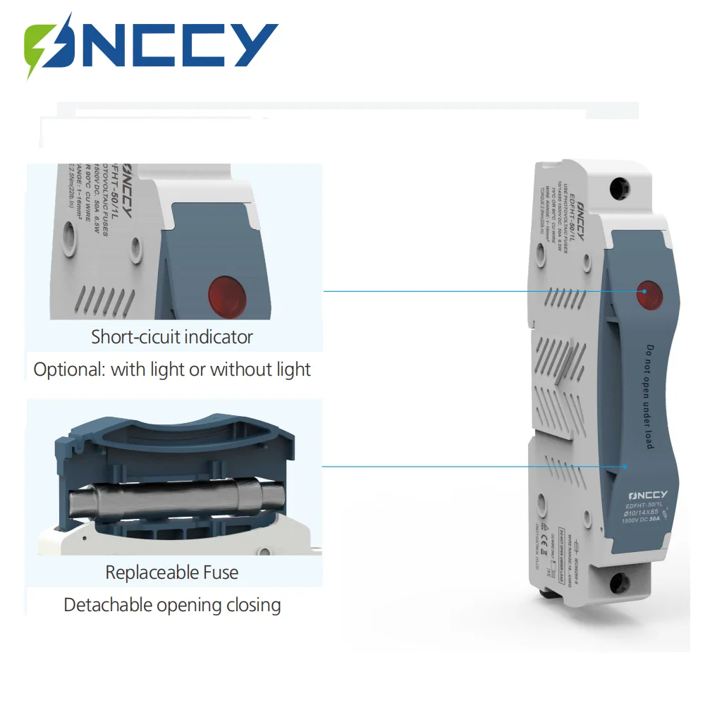 ONCCY 1 SET DC Fuse Holder 1P High Voltage Solar PV 1500V  Photovoltaic System Protection Protector gpV