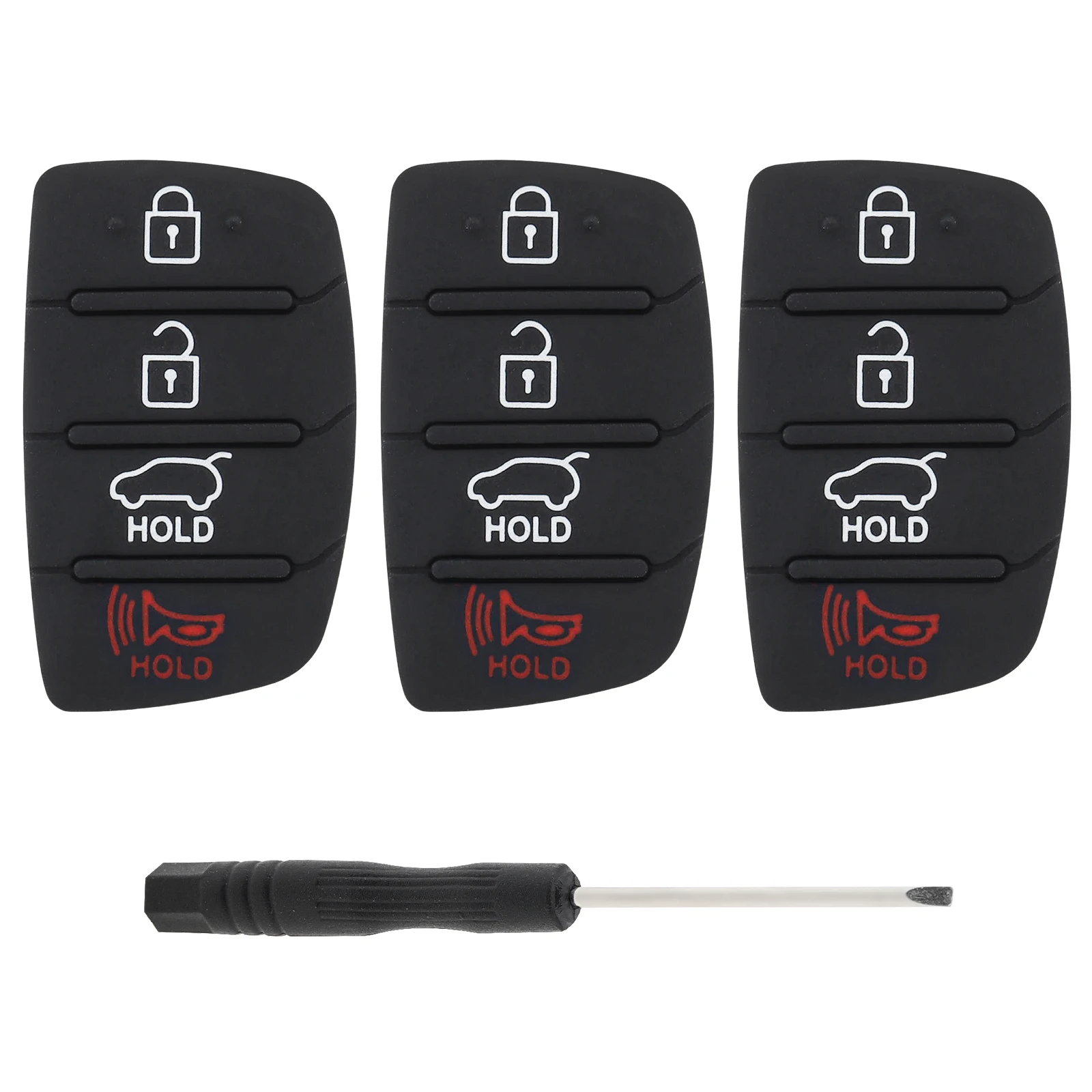 3pcs Car Remote Key Fob Case Shell Fit for Hyundai Santa Fe Sonata Sport 2013-2019 4 Buttons Key Shell Case Cover Insert Keypad