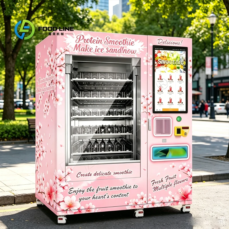 Customized Cherry Blossom Themed Smoothie Vending Machine Self-Service Protein Fruit Smoothie Maker Vending Equipment
