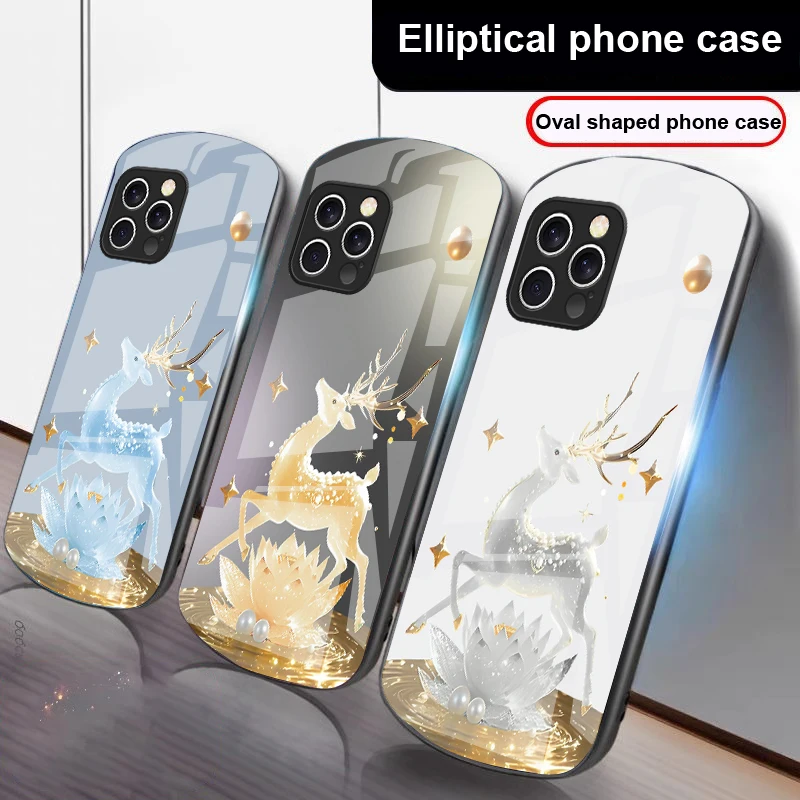 

Dreamy Silver Lotus Deer For iPhone 16 15 14 13 Plus 12 mini 11 Pro Max XR Xs Max X 7 8 6S 2022 20 Elliptical glass phone case