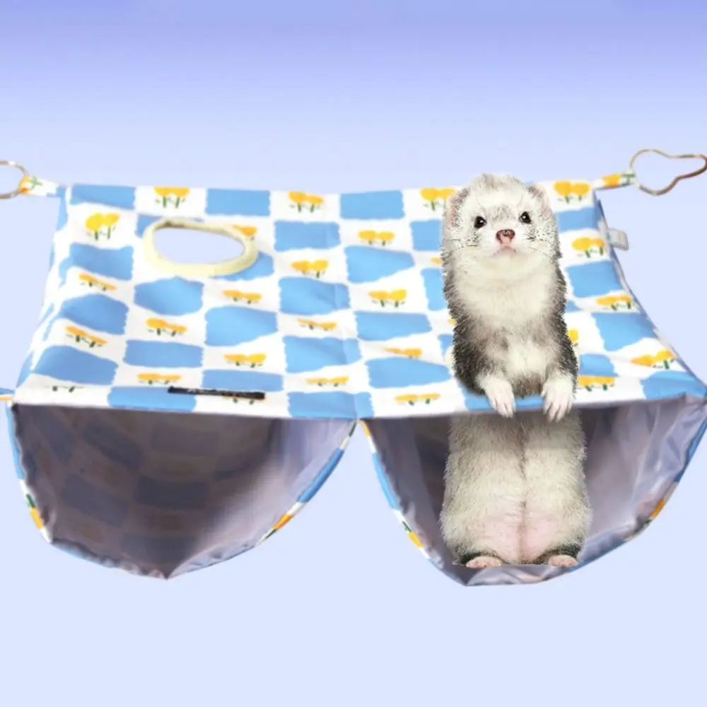 الكرتون نمط معلقة النمس أرجوحة مقاوم للماء تنفس الهامستر عش متعدد الجوانب افتتاح طبقة مزدوجة أرجوحة لقفص الحيوانات الأليفة #3