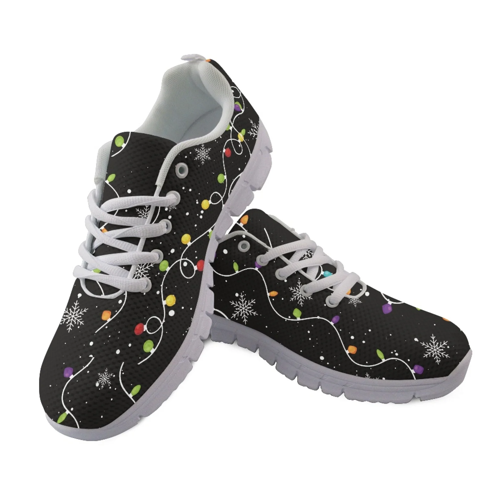 Coloranimal Christmas Walking Shoes Featuring Santa Claus Pattern, Breathable Sneakers for Men and Women, Jogging and Gym Use