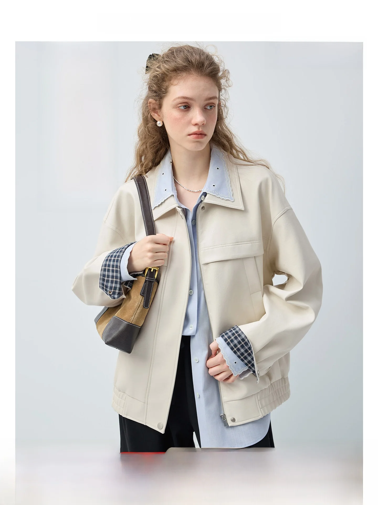 

Сумка через плечо Ice Blue VEGA CHANG Rusa из искусственной кожи, женская, повседневная, модная, дышащая, с длинными рукавами, на молнии, для ношения поверх одежды