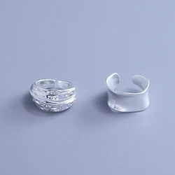 VENTFILLE 925 Sterling Silver Geometric Wide Line Wrap Ring For Women Gift Irregular Punk Trend Jewelry Dropshipping Wholesale