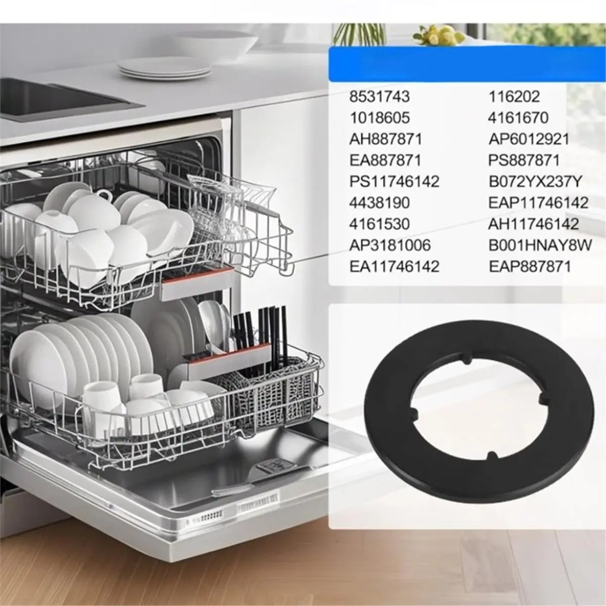 (A61K) WP8531743 Dishwasher Gasket Replacement for KitchenAid Kenmore JennAir Maytag Whirlpool 8531743 Gasket view 2