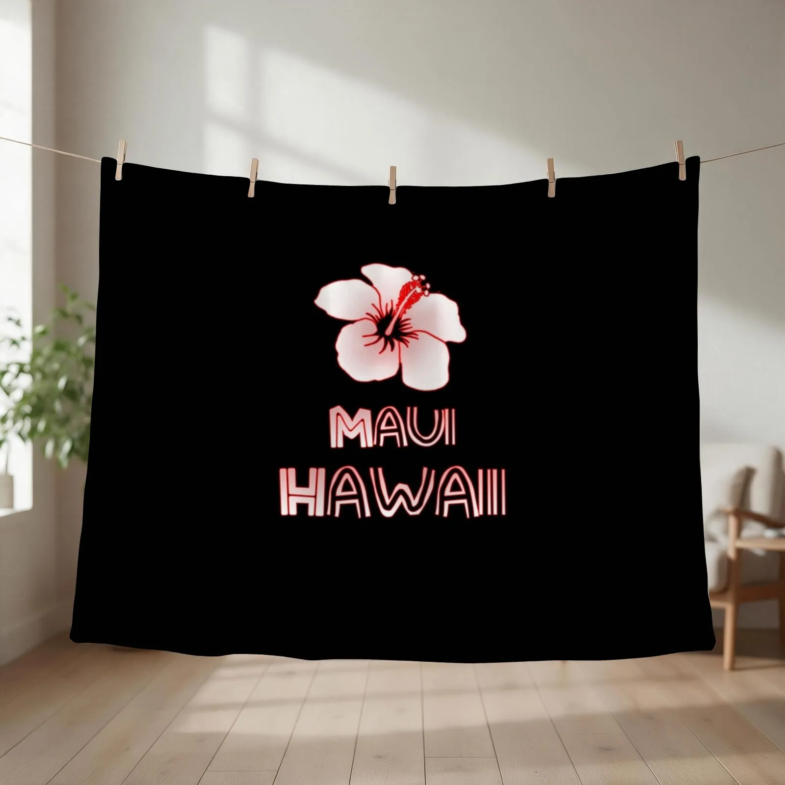 Maui Hawaii Hibiscus Flower Sweatshirt Throw Blanket couch cozy soft plush fuzzy picnic outdoor blanket