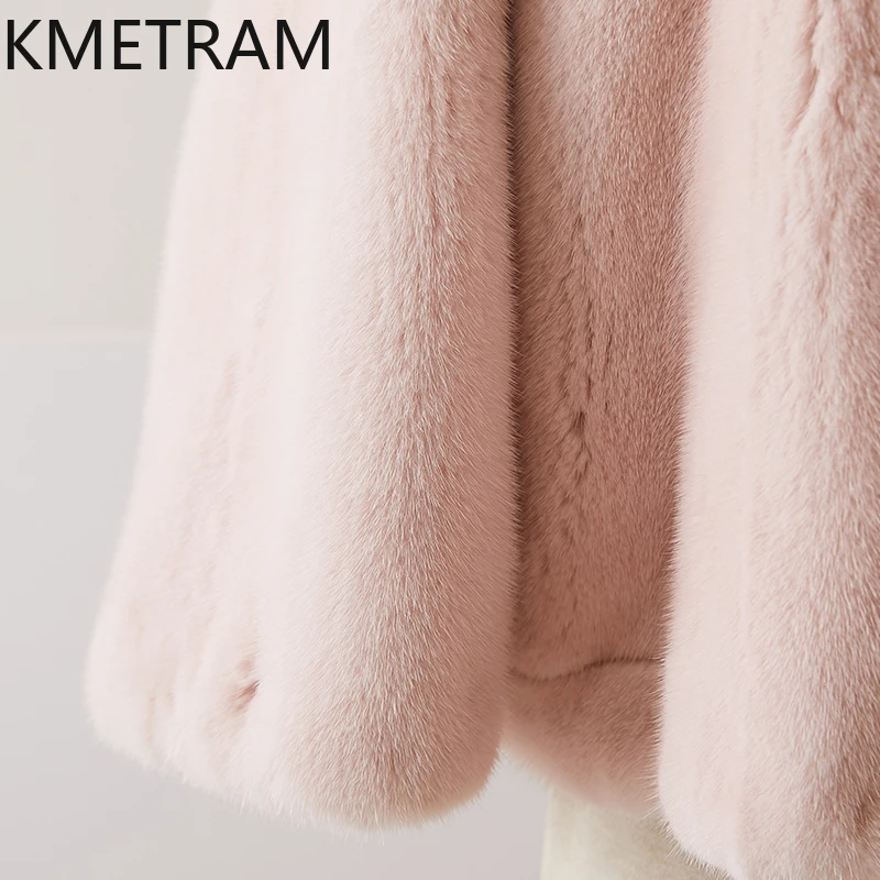 100% Whole Mink Fur Jacket Woman Luxury Pink Real Fur Coat with Hood Winter Clothes for Women New in Outerwears 2025 Fourrure