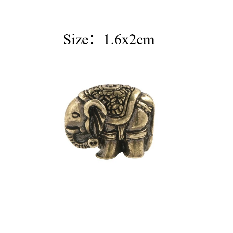 1 PC Cute Elephant Solid Brass Carved Handheld Piece Ornament Tea Pet Desk Auto Decor Collectible Vintage Copper Craft Accessory